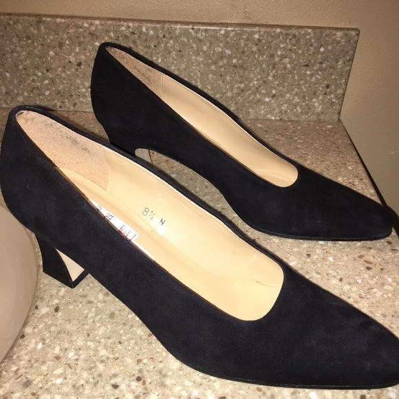 black suede low heel shoes
